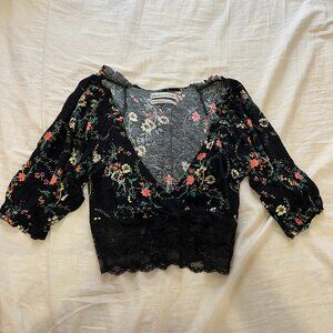 Urban Outfitters Floral Lace Crop Top